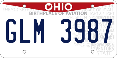OH license plate GLM3987
