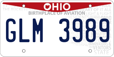OH license plate GLM3989