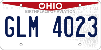OH license plate GLM4023
