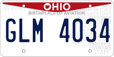 OH license plate GLM4034