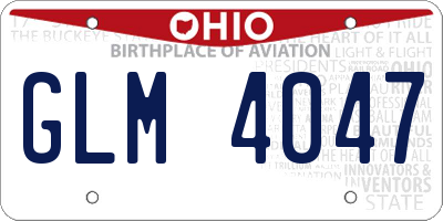 OH license plate GLM4047