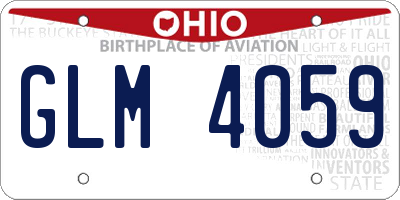 OH license plate GLM4059