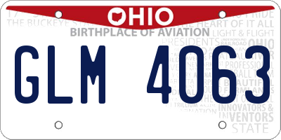 OH license plate GLM4063