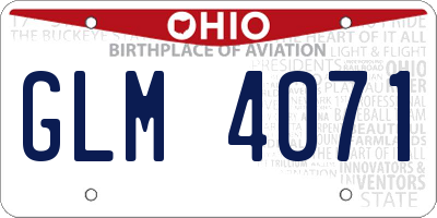 OH license plate GLM4071