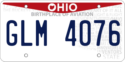 OH license plate GLM4076