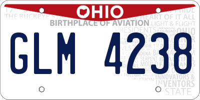 OH license plate GLM4238