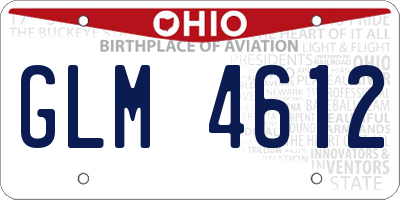 OH license plate GLM4612