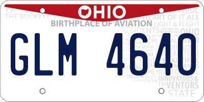 OH license plate GLM4640