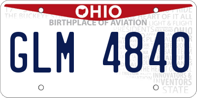 OH license plate GLM4840