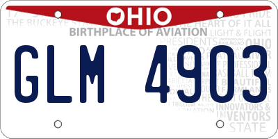 OH license plate GLM4903