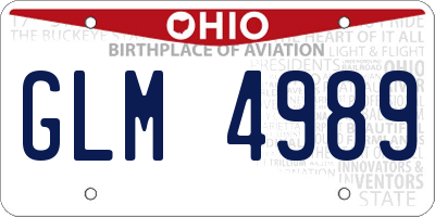 OH license plate GLM4989