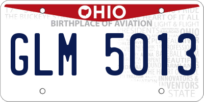 OH license plate GLM5013