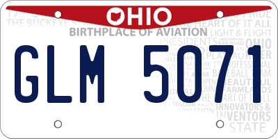 OH license plate GLM5071