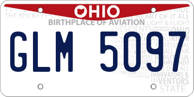 OH license plate GLM5097