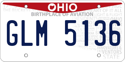OH license plate GLM5136
