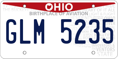 OH license plate GLM5235