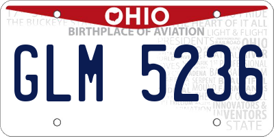 OH license plate GLM5236