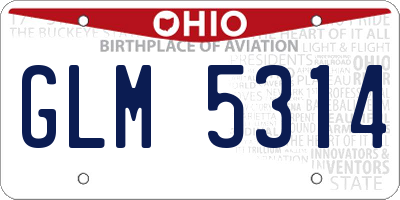 OH license plate GLM5314