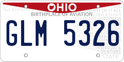 OH license plate GLM5326