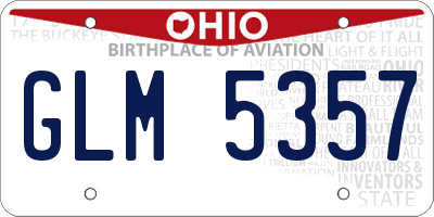 OH license plate GLM5357