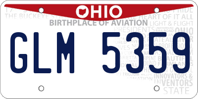 OH license plate GLM5359