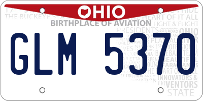 OH license plate GLM5370