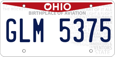 OH license plate GLM5375