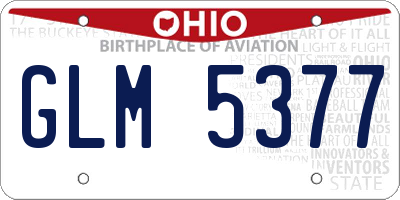 OH license plate GLM5377