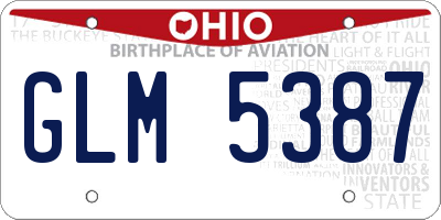 OH license plate GLM5387
