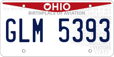 OH license plate GLM5393