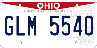 OH license plate GLM5540