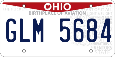 OH license plate GLM5684
