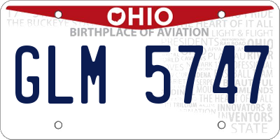 OH license plate GLM5747