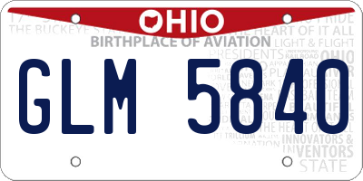 OH license plate GLM5840