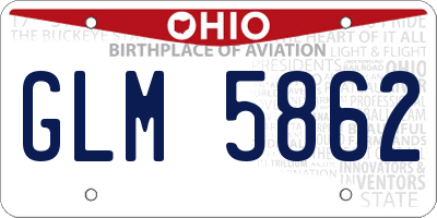 OH license plate GLM5862