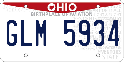 OH license plate GLM5934