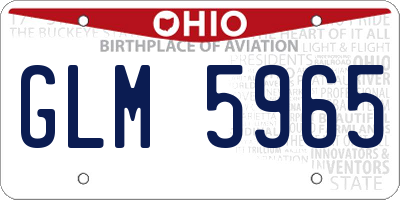 OH license plate GLM5965