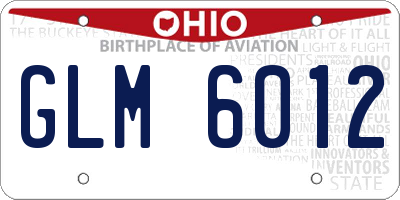 OH license plate GLM6012