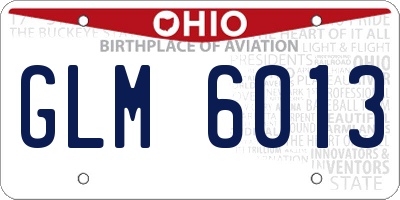 OH license plate GLM6013
