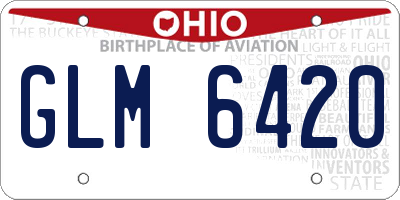 OH license plate GLM6420