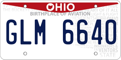 OH license plate GLM6640