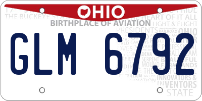 OH license plate GLM6792