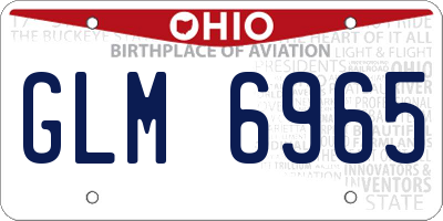 OH license plate GLM6965