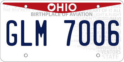 OH license plate GLM7006