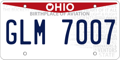 OH license plate GLM7007