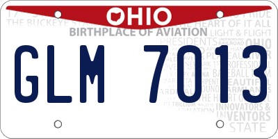OH license plate GLM7013