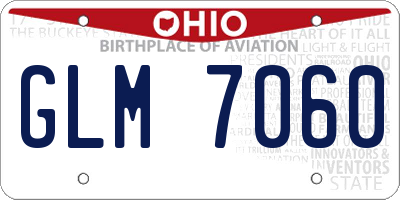 OH license plate GLM7060