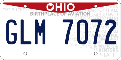 OH license plate GLM7072