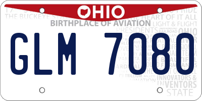 OH license plate GLM7080