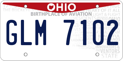OH license plate GLM7102